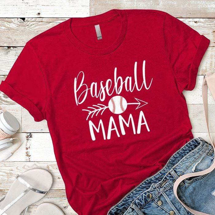 Baseball Mama Premium Tees T-Shirts CustomCat Red X-Small 