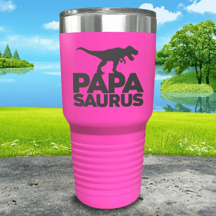 Papasaurus Engraved Tumbler Tumbler ZLAZER 30oz Tumbler Pink 