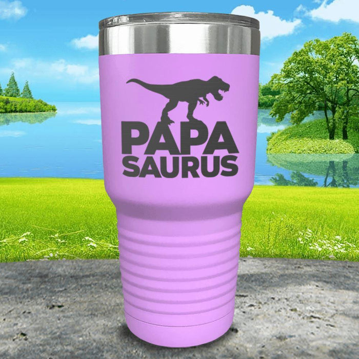 Papasaurus Engraved Tumbler Tumbler ZLAZER 30oz Tumbler Lavender 