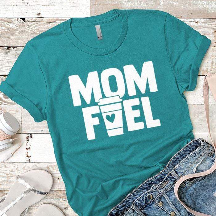 Mom Fuel Premium Tees T-Shirts CustomCat Tahiti Blue X-Small 