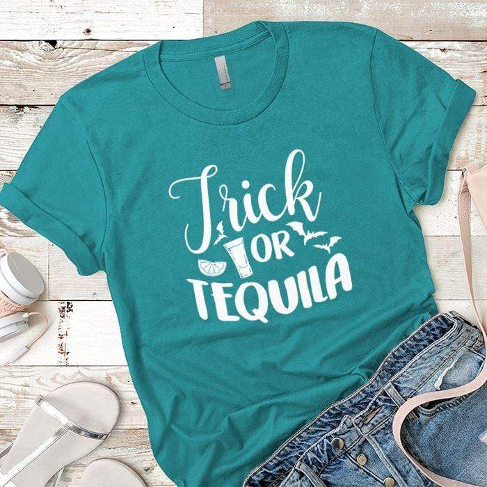 Trick or Tequila Premium Tees T-Shirts CustomCat Tahiti Blue X-Small 