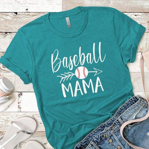 Baseball Mama Premium Tees T-Shirts CustomCat Tahiti Blue X-Small 