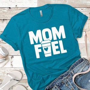 Mom Fuel Premium Tees T-Shirts CustomCat Turquoise X-Small 