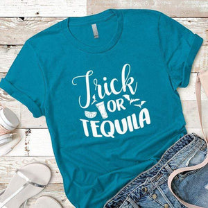 Trick or Tequila Premium Tees T-Shirts CustomCat Turquoise X-Small 