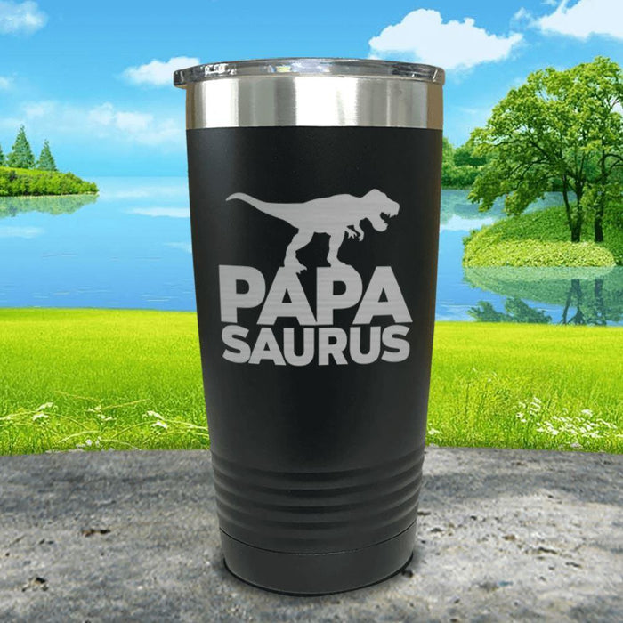 Papasaurus Engraved Tumbler Tumbler ZLAZER 20oz Tumbler Black 