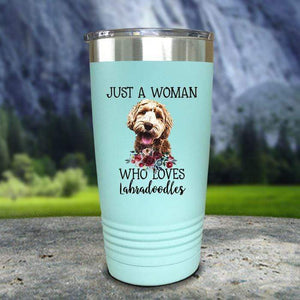 A Woman Who Loves Labradoodles Color Printed Tumblers Tumbler Nocturnal Coatings 20oz Tumbler Mint 