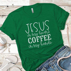 Jesus In My Heart Premium Tees T-Shirts CustomCat Kelly Green X-Small 