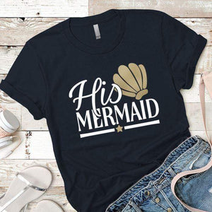 His Mermaid Premium Tees T-Shirts CustomCat Midnight Navy X-Small 
