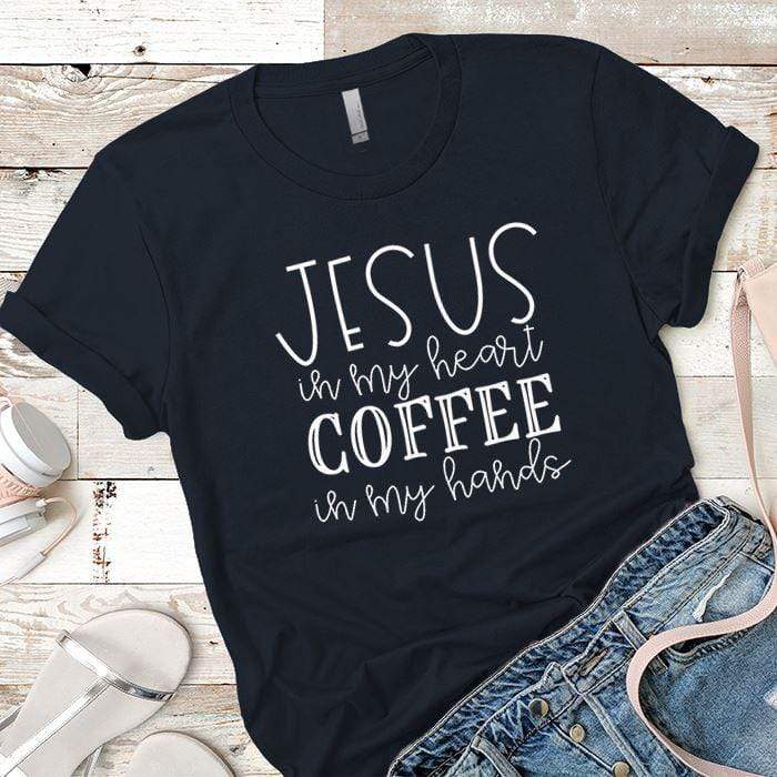 Jesus In My Heart Premium Tees T-Shirts CustomCat Midnight Navy X-Small 