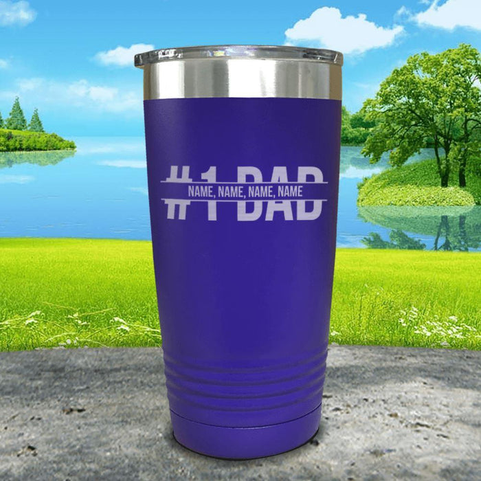 #1 Dad (CUSTOM) With Child's Name Engraved Tumbler Tumbler ZLAZER 20oz Tumbler Royal Purple 