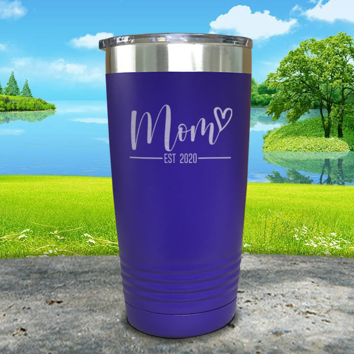 Personalized Mom EST Script Heart Engraved Tumbler