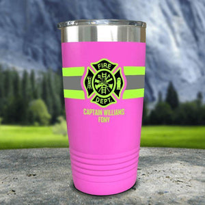 Personalized Firefighter FULL Wrap Color Printed Tumblers Tumbler Nocturnal Coatings 20oz Tumbler Pink 