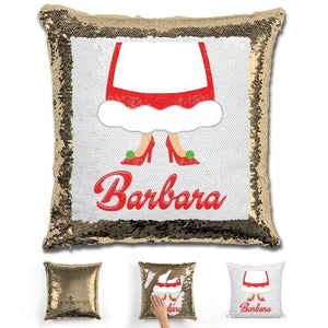Personalized Mrs. Claus Christmas Magic Sequin Pillow Pillow GLAM Gold 