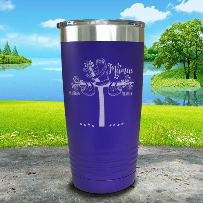 Sloth Mama (CUSTOM) With Child's Name Engraved Tumblers Tumbler ZLAZER 20oz Tumbler Royal Purple 