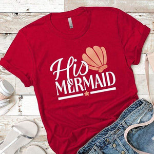 His Mermaid Premium Tees T-Shirts CustomCat Red X-Small 