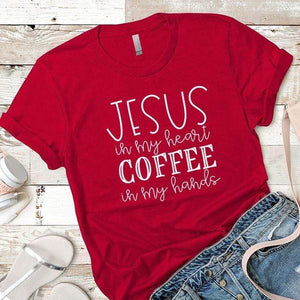 Jesus In My Heart Premium Tees T-Shirts CustomCat Red X-Small 