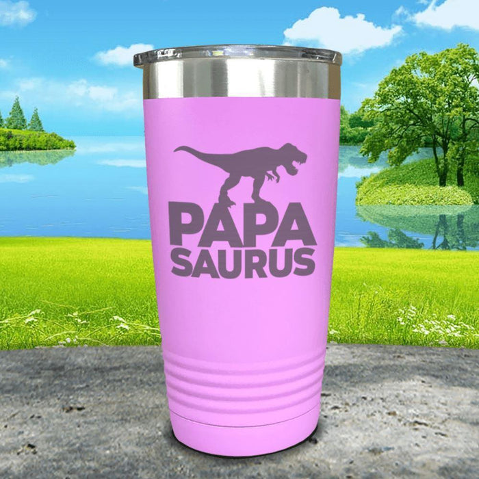 Papasaurus Engraved Tumbler Tumbler ZLAZER 20oz Tumbler Lavender 