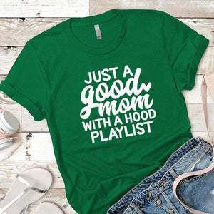 Just A Good Mom Premium Tees T-Shirts CustomCat Kelly Green X-Small 