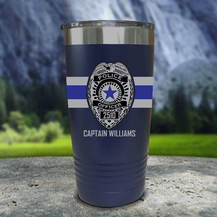 Personalized Police FULL Wrap Color Printed Tumblers Tumbler ZLAZER 20oz Tumbler Navy 