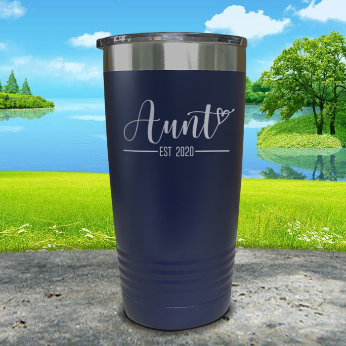 Personalized Aunt EST Script Heart Engraved Tumbler