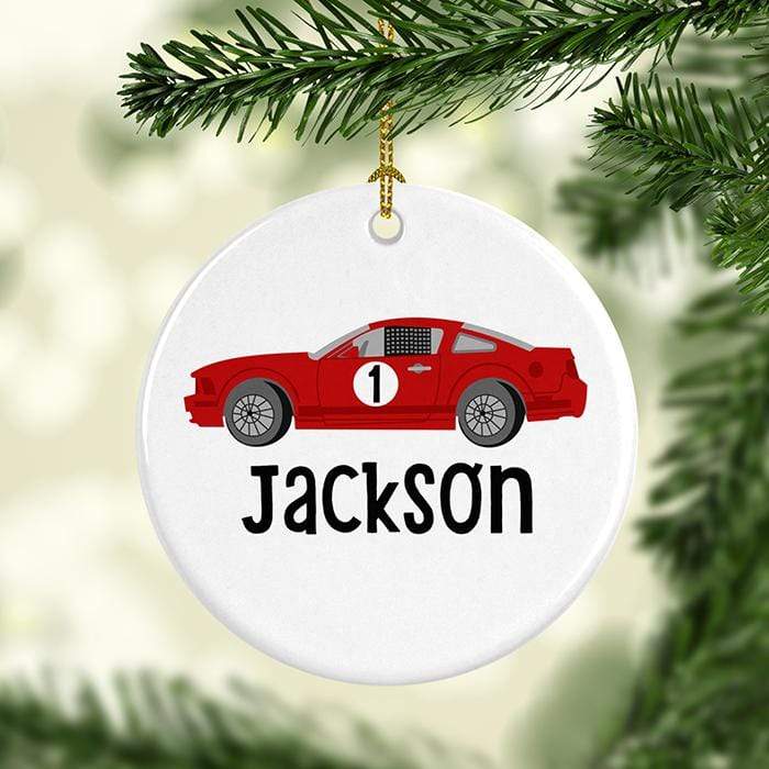 Race Car Personalized Ceramic Ornaments