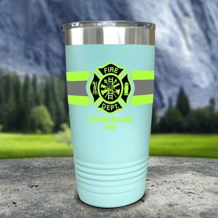 Personalized Firefighter FULL Wrap Color Printed Tumblers Tumbler ZLAZER 20oz Tumbler Mint 