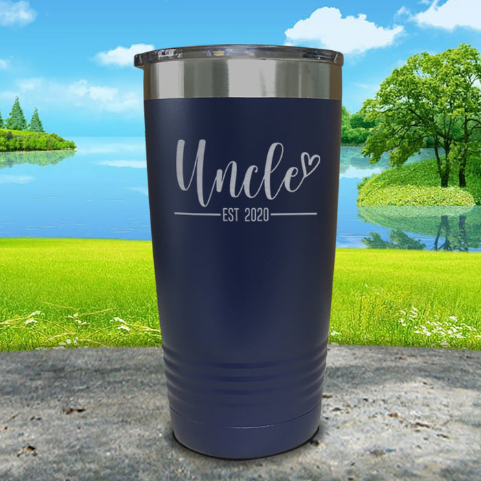 Personalized Uncle EST Script Heart Engraved Tumbler