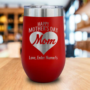 Personalized Happy Mother's Day Heart Engraved Wine Tumbler