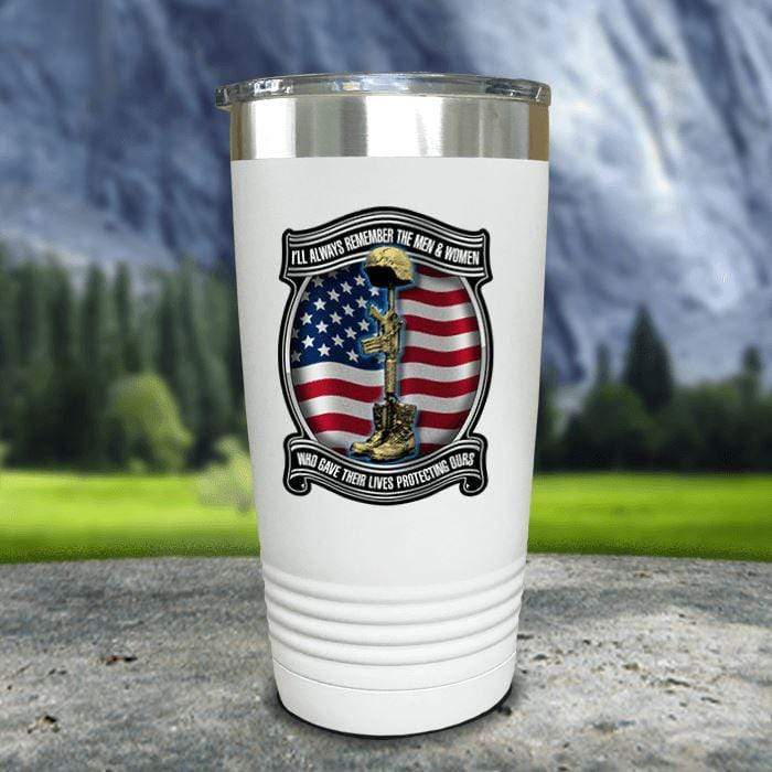 Veteran Always Remember Color Printed Tumblers Tumbler ZLAZER 20oz Tumbler White 