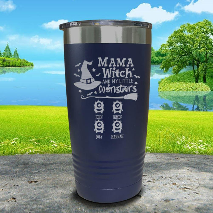 Mama Witch (CUSTOM) With Child's Name Engraved Tumbler Tumbler ZLAZER 20oz Tumbler Navy 