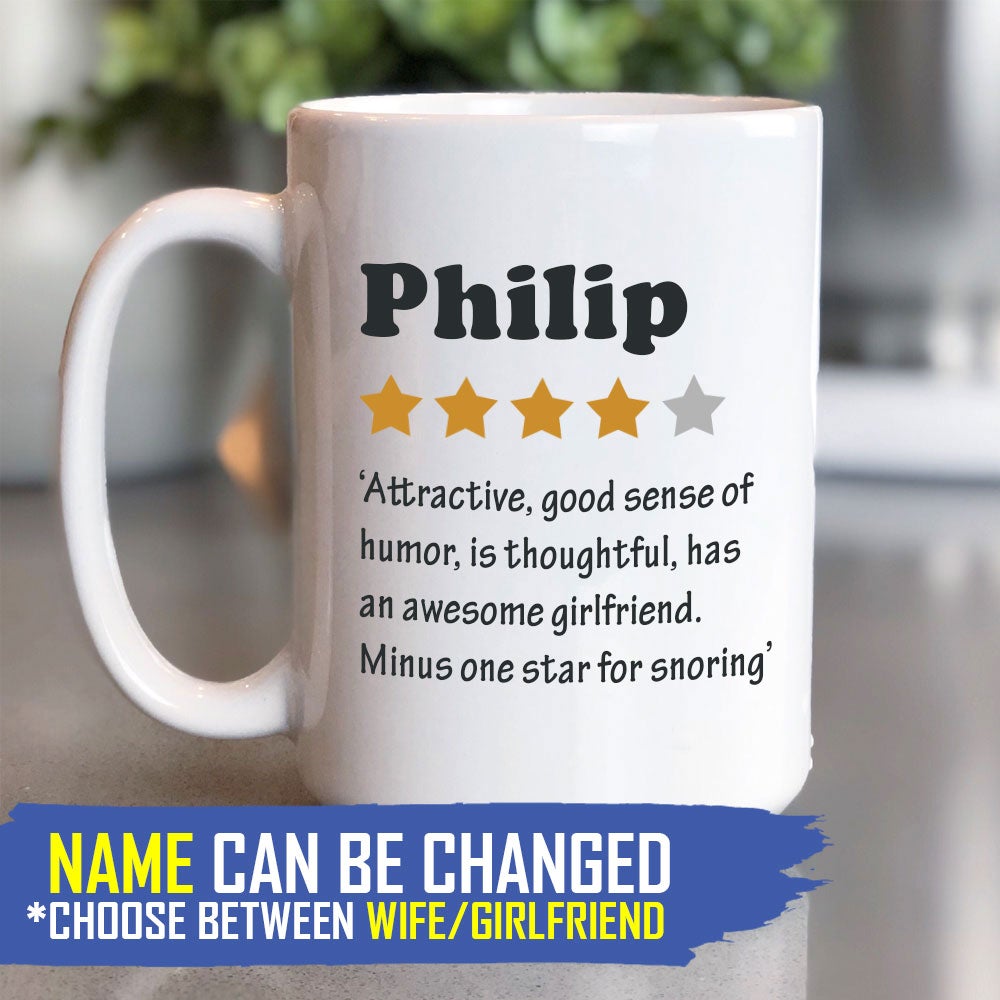 Personalized Funny Star Review Coffee Mug for Boyfriend/Husband