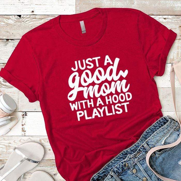 Just A Good Mom Premium Tees T-Shirts CustomCat Red X-Small 