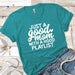 Just A Good Mom Premium Tees T-Shirts CustomCat Tahiti Blue X-Small 