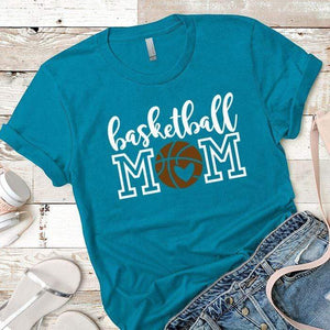 Basketball Mom Premium Tees T-Shirts CustomCat Turquoise X-Small 