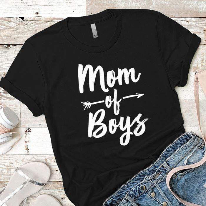 Mom Of Boys Premium Tees T-Shirts CustomCat Black X-Small 