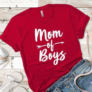 Mom Of Boys Premium Tees T-Shirts CustomCat Red X-Small 