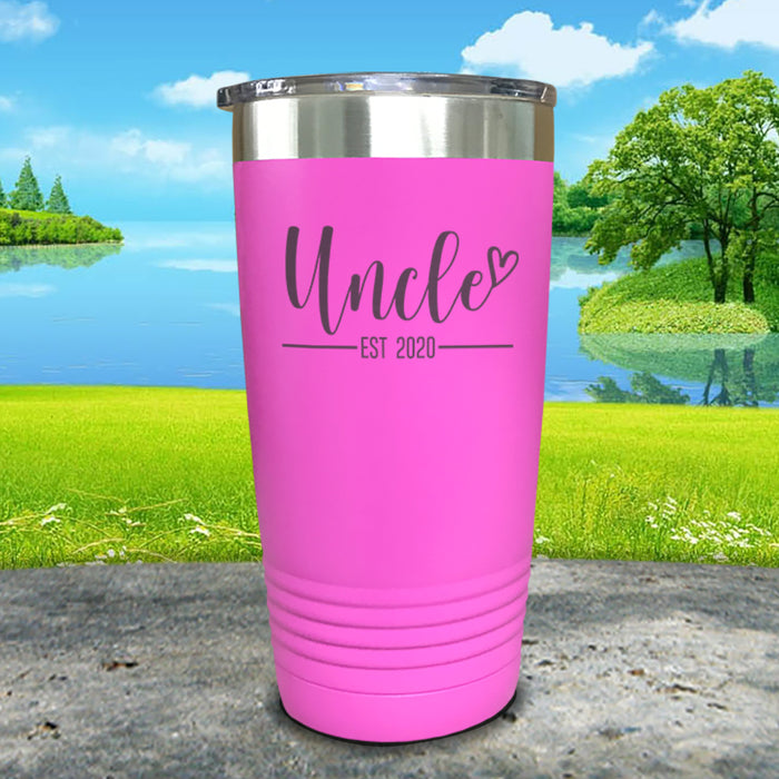 Personalized Uncle EST Script Heart Engraved Tumbler