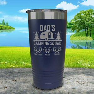 Dad's Camping Squad (CUSTOM) With Child's Name Engraved Tumblers Tumbler ZLAZER 20oz Tumbler Navy 