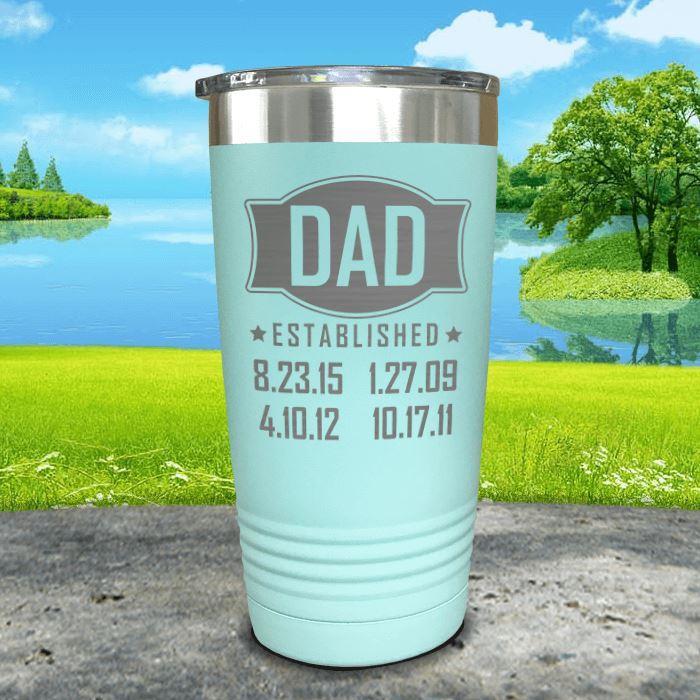 Dad Established CUSTOM Dates Engraved Tumblers Tumbler ZLAZER 20oz Tumbler Mint 