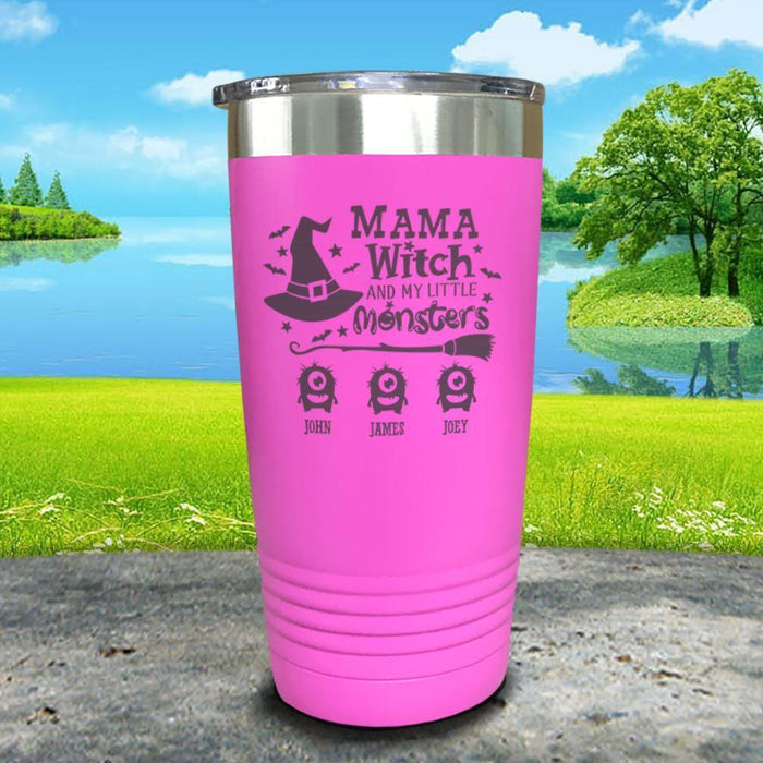 Mama Witch (CUSTOM) With Child's Name Engraved Tumbler Tumbler ZLAZER 20oz Tumbler Pink 