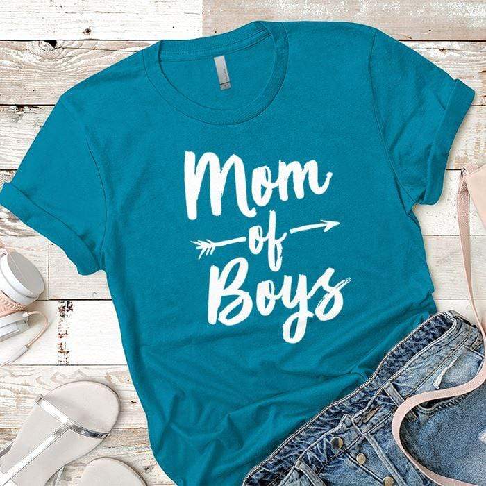 Mom Of Boys Premium Tees T-Shirts CustomCat Turquoise X-Small 