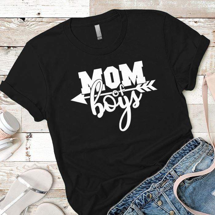 Mom Of The Boys Premium Tees T-Shirts CustomCat Black X-Small 