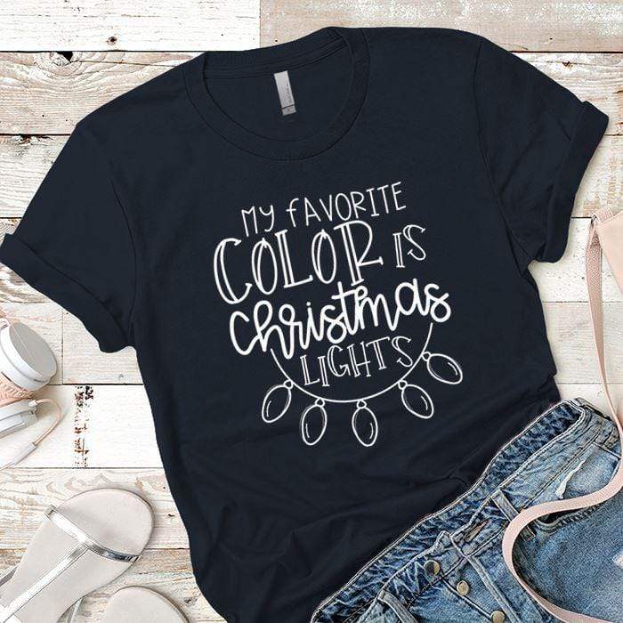 Christmas Lights Premium Tees T-Shirts CustomCat Midnight Navy X-Small 