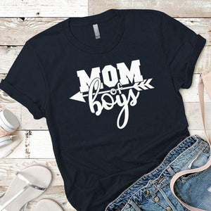 Mom Of The Boys Premium Tees T-Shirts CustomCat Midnight Navy X-Small 