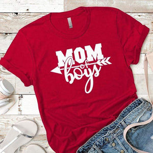Mom Of The Boys Premium Tees T-Shirts CustomCat Red X-Small 