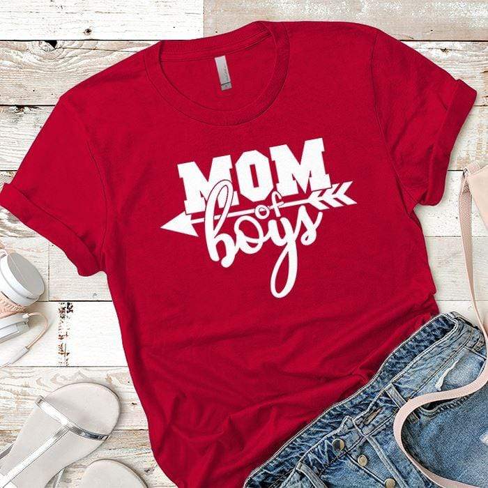 Mom Of The Boys Premium Tees T-Shirts CustomCat Red X-Small 