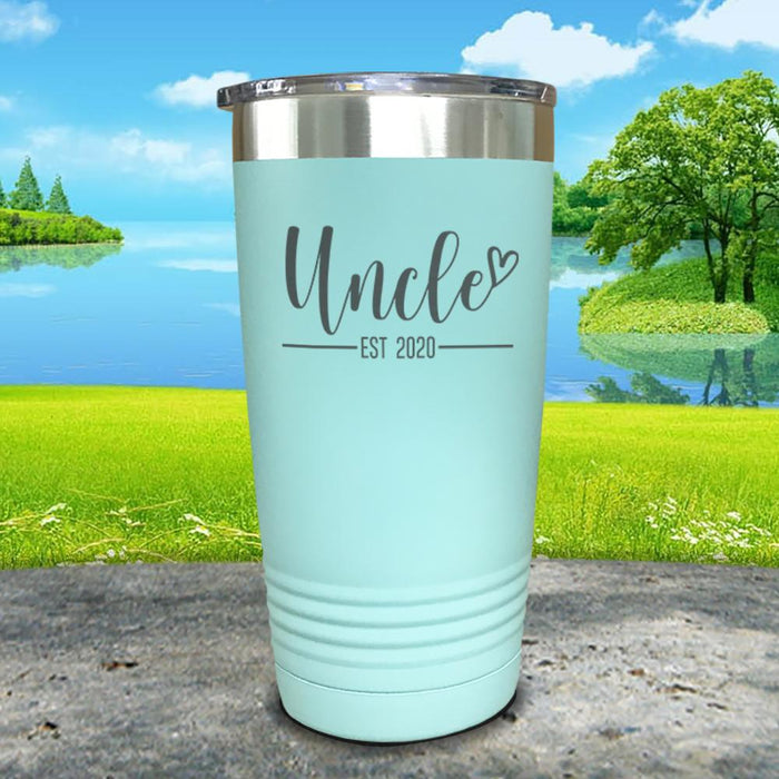 Personalized Uncle EST Script Heart Engraved Tumbler