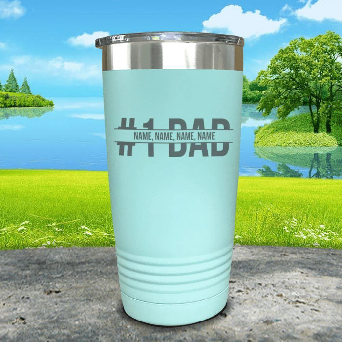 #1 Dad (CUSTOM) With Child's Name Engraved Tumbler Tumbler ZLAZER 20oz Tumbler Mint 