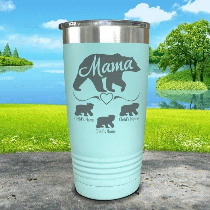 Personalized Mama Bear 40oz Tumbler with Engraved Name/Text，Custom Mom  Travel Coffee Mug Cup with Handle & Straw & Lid- Personalized Mothers Day  Gift