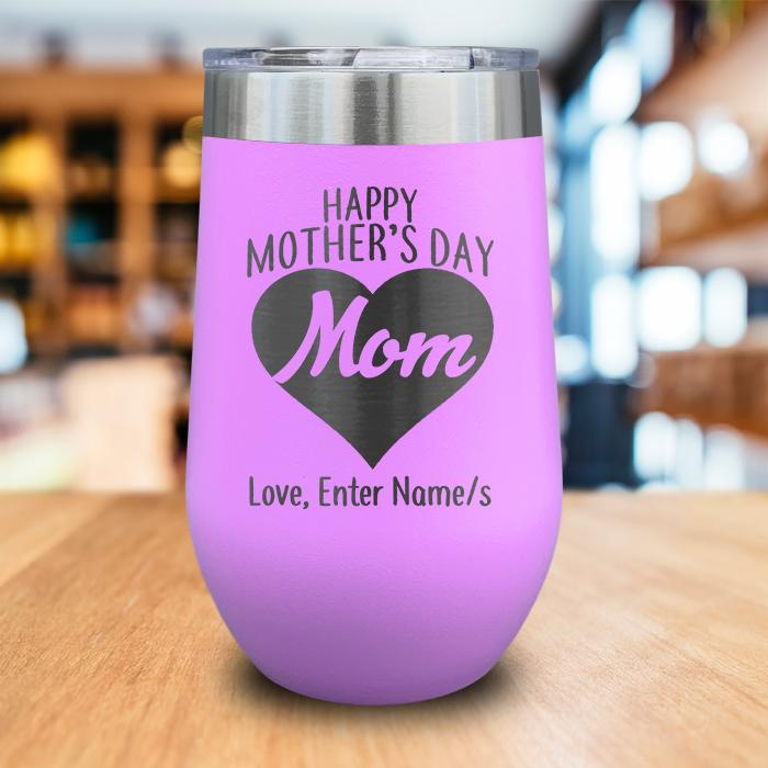 Personalized Happy Mother's Day Heart Engraved Wine Tumbler